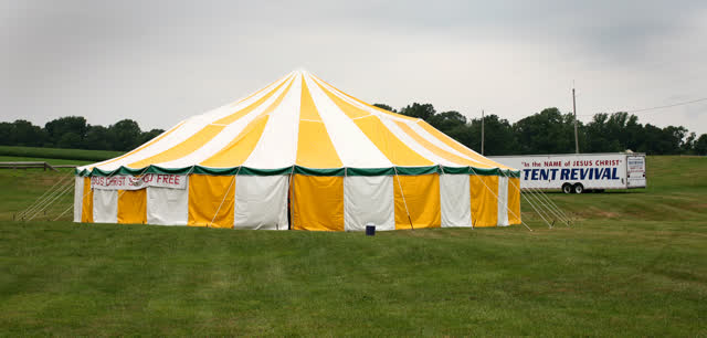 A revival tent in Pennsylvania in 2008; not the Vincennes meeting. (File photo)